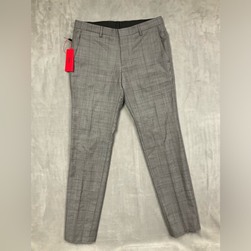 Hugo Boss Gray Plaid Dress Pants